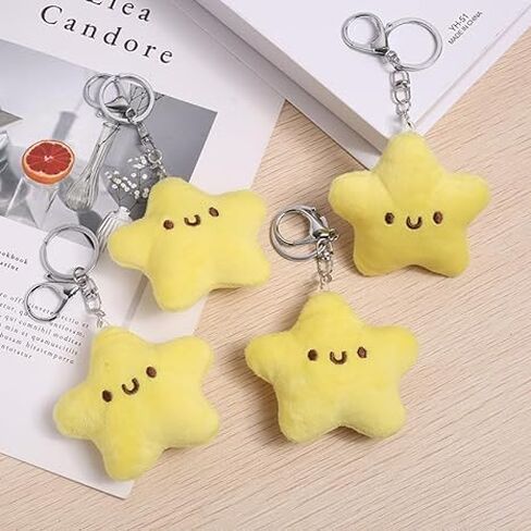 2 Pcs Yellow Plush Star Car Keychain Backpack Accessories Doll Pendant Heart Healing in Addition to Serving as a Keychain Women's Keyrings and Keychains Car Accessories in Saudi Arabia