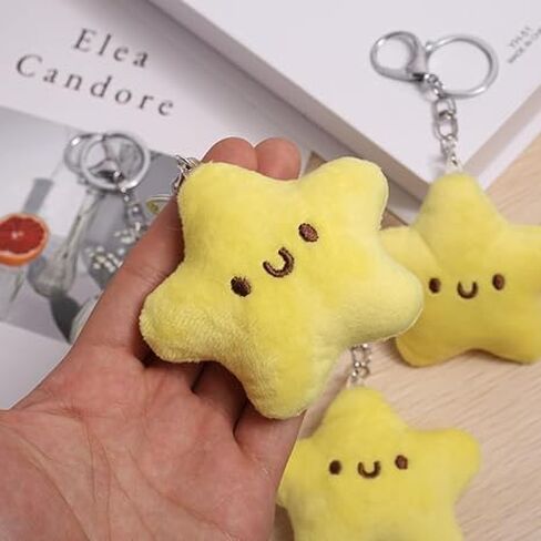 2 Pcs Yellow Plush Star Car Keychain Backpack Accessories Doll Pendant Heart Healing in Addition to Serving as a Keychain Women's Keyrings and Keychains Car Accessories in Saudi Arabia