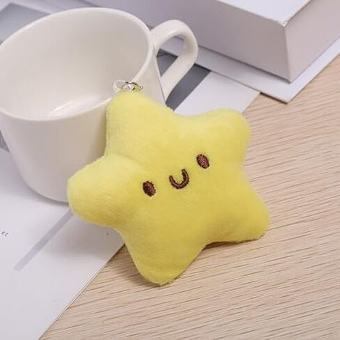 2 Pcs Yellow Plush Star Car Keychain Backpack Accessories Doll Pendant Heart Healing in Addition to Serving as a Keychain Women's Keyrings and Keychains Car Accessories in Saudi Arabia