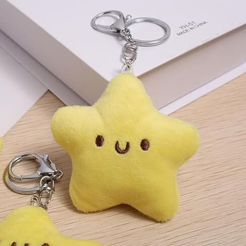 2 Pcs Yellow Plush Star Car Keychain Backpack Accessories Doll Pendant Heart Healing in Addition to Serving as a Keychain Women's Keyrings and Keychains Car Accessories in Saudi Arabia
