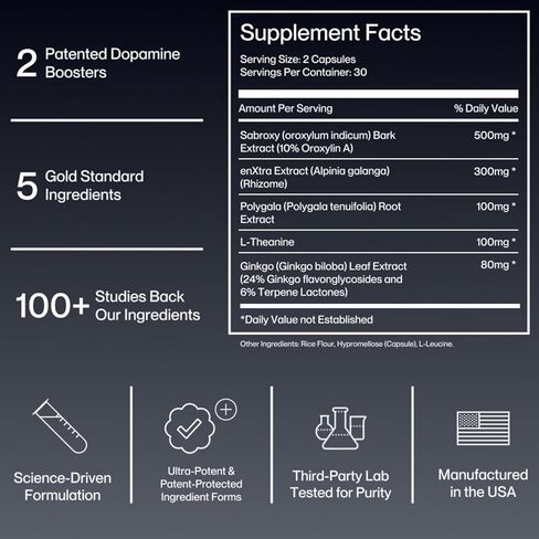 Poncable Focus ™ - Breakthrough Cethoritive Enhancer - معززات الدوبامين الحاصلة على براءة اختراع من أجل الدافع والتركيز والذاكرة | بدعم من 100+ الدراسات | ملحق nootropic سريع المفعول (60 كبسولة) in Kuwait