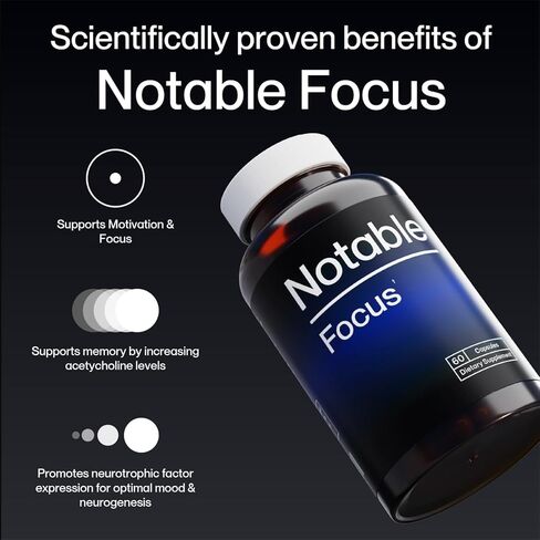 Poncable Focus ™ - Breakthrough Cethoritive Enhancer - معززات الدوبامين الحاصلة على براءة اختراع من أجل الدافع والتركيز والذاكرة | بدعم من 100+ الدراسات | ملحق nootropic سريع المفعول (60 كبسولة) in Kuwait