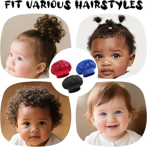 3 PCS Satin Bonnets for Kids,Toddler Silk Bonnet,Kid Satin Silk Hair Bonnet,Child Sleeping Cap with Elastic Band for Sleeping Kids Girls Boys Baby Toddler in Saudi Arabia