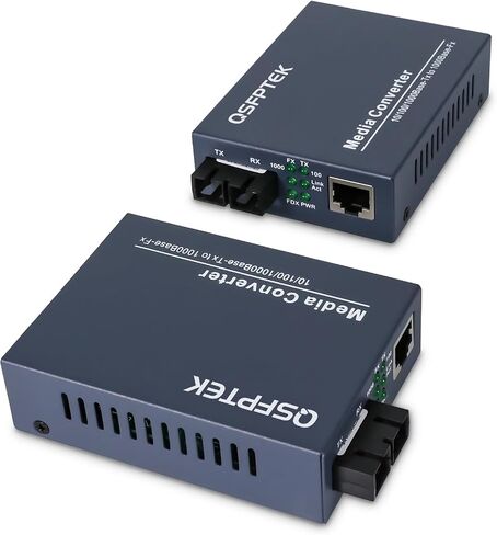 A Pair Gigabit Ethernet Media Converter, 10/100/1000Mbps Networks Ethernet to Fiber Media Converter, with 2pcs 1000Base-LX SFP Module (1.25Gb/s, Single-Mode, Dual LC, 1310nm, 20km) in Kuwait