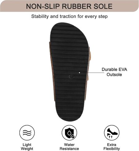 YorFotMae Women's Platform Sandals Cork Footbed with Double Buckles， Summer Chunky Wedge Sandals Wide Width Slides Comfort Beach Clogs Sandals in Saudi Arabia
