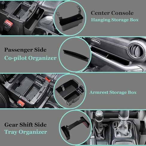 3 Pieces Center Console Organizer Tray Set Compatible With Jeep W-rangler JL JLU 2018-2023 and wih Gladiator JT 2020 - 2023 Accessories Gear Shift Side Tray Organizer,Hanging Armrest Storage Box in Saudi Arabia