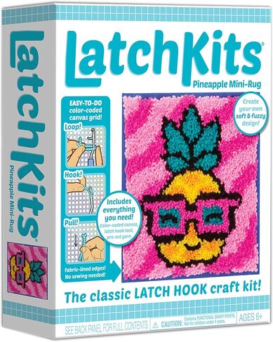 LatchKits Latch Hook Kits for Kids – Kids Crafts, Arts and Crafts, Yarn Art, Wall Hanging & Mini-Rugs, Craft Supplies, Pre-Cut Yarm, Easy to Follow Pattern, Hook Included, Arts & Craft, Ages 6+ in Kuwait