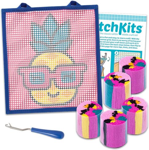 LatchKits Latch Hook Kits for Kids – Kids Crafts, Arts and Crafts, Yarn Art, Wall Hanging & Mini-Rugs, Craft Supplies, Pre-Cut Yarm, Easy to Follow Pattern, Hook Included, Arts & Craft, Ages 6+ in Kuwait