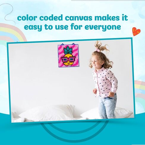 LatchKits Latch Hook Kits for Kids – Kids Crafts, Arts and Crafts, Yarn Art, Wall Hanging & Mini-Rugs, Craft Supplies, Pre-Cut Yarm, Easy to Follow Pattern, Hook Included, Arts & Craft, Ages 6+ in Kuwait