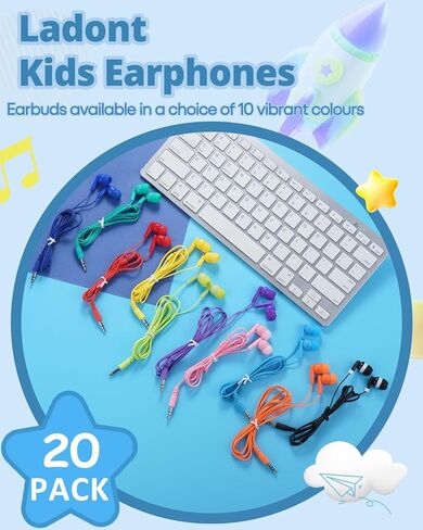 50 Pack Bulk Earbuds for Kids, Classroom Set Earbuds, Affordable in-Ear with 3.5mm Jack, Wired Headphones for Chromebook Laptop PC in Kuwait