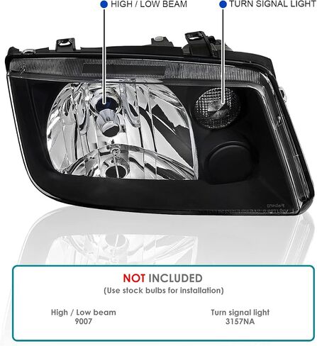 SPEC-D TUNING Black Headlights w/o Built-in Fog Lights Compatible with 1999-2005 Volkswagen Jetta Bora Mk4 1999-2005 L+R Pair Head Light Lamp Assembly in Saudi Arabia