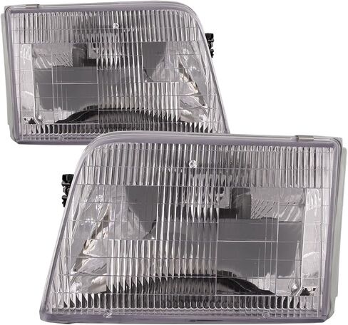 HEADLIGHTSDEPOT Chrome Housing Halogen Headlight Compatible with Ford Ranger 1993-1997 Includes Left Driver and Right Passenger Side Headlamps in Saudi Arabia