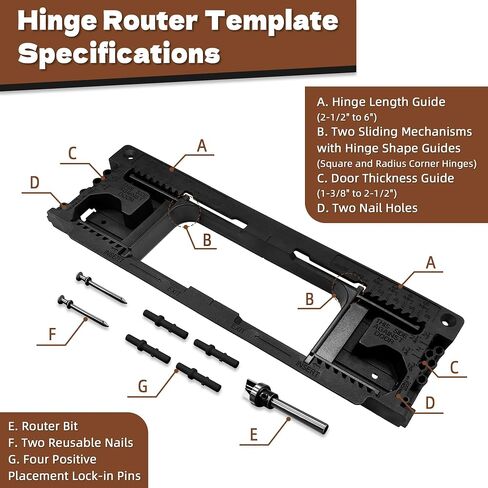 Door Jamb Hinge Jig Compatible with 8 Hinge Sizes from 2-1/2" to 6" and 5 Door Thickness from 1-3/8" to 2-1/2", Precise Efficient Hinge Installation(Red) in Saudi Arabia