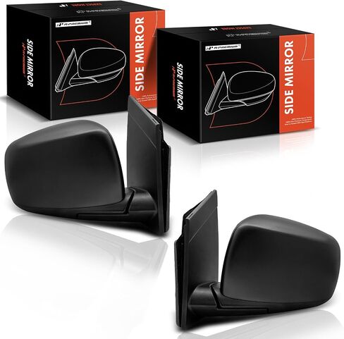 A -Premium Pair (2) سائق ومرآة الباب الجانبية للركاب - متوافق مع دودج جراند كارافان 2011-2020 وكرايسلر تاون والبلد - يدوي سوداء قابلة للطي أسود خارج الخلفية الخلفية مرآة in Saudi Arabia