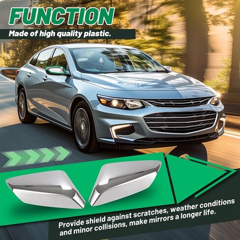 غطاء مرآة Kuafu متوافق مع 2016-2024 استبدال Chevy Chevrolet Malibu لـ 84026841 84026842 CAP Side Cap ABS (الفضي) in Saudi Arabia