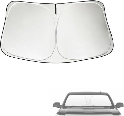 Windshield Sun Shade, Funny Puppy Foldable Car Front Window Covers, Sun Heat UV Rays Visor Protector Protection for Universal Cars, Trucks, and SUVs, Silver Coated on Both Sides（S, 55 * 28in） in Kuwait