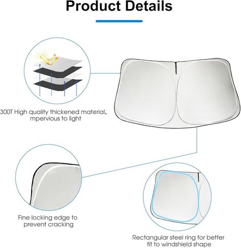 Windshield Sun Shade, Funny Puppy Foldable Car Front Window Covers, Sun Heat UV Rays Visor Protector Protection for Universal Cars, Trucks, and SUVs, Silver Coated on Both Sides（S, 55 * 28in） in Kuwait