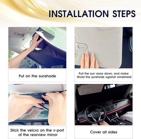 Windshield Sun Shade, Funny Puppy Foldable Car Front Window Covers, Sun Heat UV Rays Visor Protector Protection for Universal Cars, Trucks, and SUVs, Silver Coated on Both Sides（S, 55 * 28in） in Kuwait