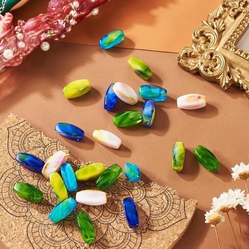Pandahall 50pcs مسطحة البيضاوي المقلدة الأحجار الكريلية حبات 29x16x4mm ملون حبات فضفاضة الفواصل in Saudi Arabia