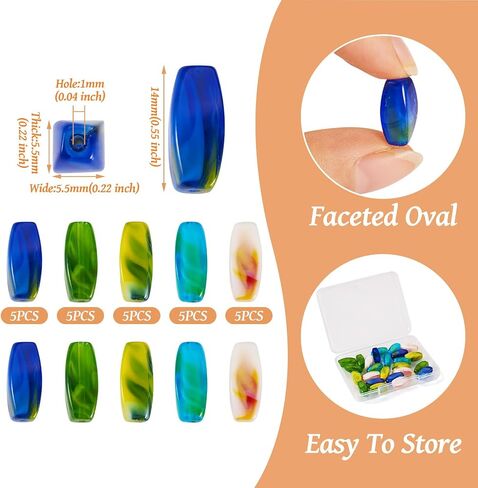 Pandahall 50pcs مسطحة البيضاوي المقلدة الأحجار الكريلية حبات 29x16x4mm ملون حبات فضفاضة الفواصل in Saudi Arabia