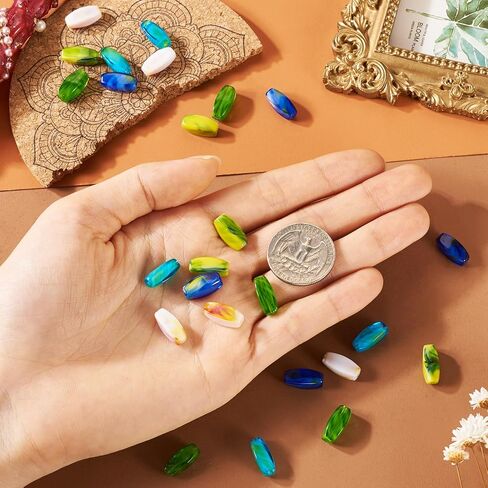 Pandahall 50pcs مسطحة البيضاوي المقلدة الأحجار الكريلية حبات 29x16x4mm ملون حبات فضفاضة الفواصل in Saudi Arabia