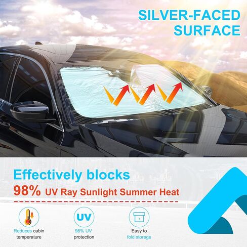 Car Windshield Sunshade متوافق مع BMW 5-Series G30 G31 525i 525xi 528i 528xi 530i 530e 530xi 535i 535xi 545i 550i 2018-2023 Front Window Sun Sun Shown Protecors (النسخة العادية) in Saudi Arabia