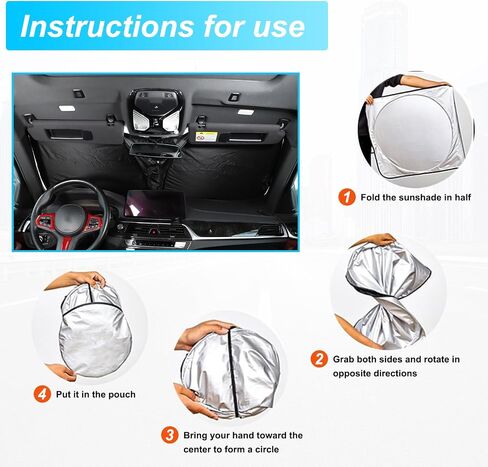 Car Windshield Sunshade متوافق مع BMW 5-Series G30 G31 525i 525xi 528i 528xi 530i 530e 530xi 535i 535xi 545i 550i 2018-2023 Front Window Sun Sun Shown Protecors (النسخة العادية) in Saudi Arabia