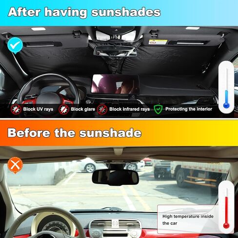 Car Windshield Sunshade متوافق مع BMW 5-Series G30 G31 525i 525xi 528i 528xi 530i 530e 530xi 535i 535xi 545i 550i 2018-2023 Front Window Sun Sun Shown Protecors (النسخة العادية) in Saudi Arabia