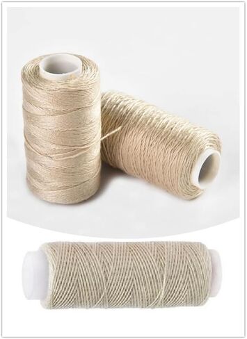 3 Rolls Cotton Sewing Thread Hair Weaving Thread Making Wig Hair Extension Hair Salon Weft Thread Black Brown Beige Thread with 3 Curved Needles (Silver Grey) in Saudi Arabia