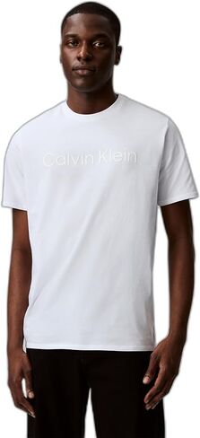 Calvin Klein Men's Relaxed Fit CK Logo Crewneck T-Shirt Brilliant White in Kuwait