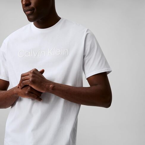 Calvin Klein Men's Relaxed Fit CK Logo Crewneck T-Shirt Brilliant White in Kuwait