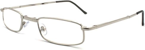 Compact Rectangular Metal Folding Reading Glasses with Leather Case for Men and Women in Kuwait
