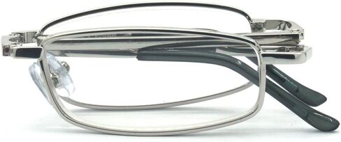 Compact Rectangular Metal Folding Reading Glasses with Leather Case for Men and Women in Kuwait