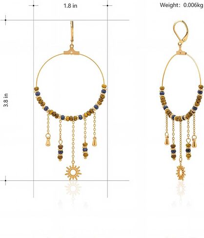Montana West Wangler Dangle Earrings for Women Natural Stone Hoop Earrings Fashion Dainty Jewelry in Saudi Arabia