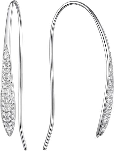 D Color VVS1 Clarity Moissanite Threader Earrings for Women, Solid 925 Sterling Silver Rhodium Finish, Hypoallergenic, Minimalist Jewelry in Kuwait