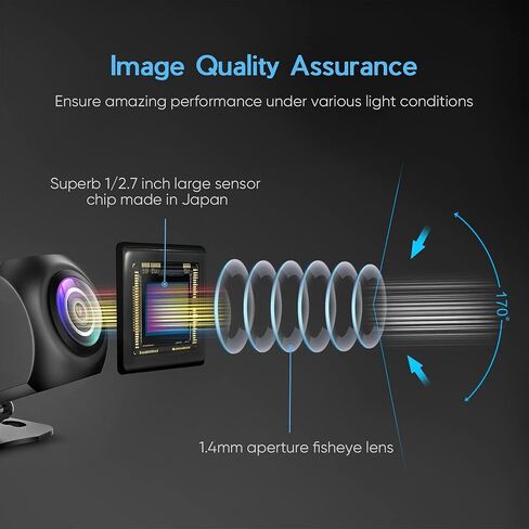 AHD Reverse Camera Compatible with Car Radio, 720/1080P Switchable 170° Perfect Angle Night Vision, Waterproof Back up Camera with Car Plate Installation Frame for Truck,Rv, SUV, Minivans, Sedans in Saudi Arabia