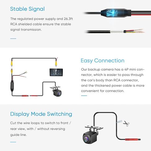 AHD Reverse Camera Compatible with Car Radio, 720/1080P Switchable 170° Perfect Angle Night Vision, Waterproof Back up Camera with Car Plate Installation Frame for Truck,Rv, SUV, Minivans, Sedans in Saudi Arabia