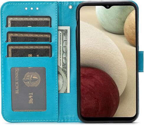 Asuwish Phone Case for Samsung Galaxy A12/M12 with Tempered Glass Screen Protector Cover and Wrist Strap Card Holder Slot Stand Cell Accessories Flip Wallet A 12 5G A-12 S12 12A 4G Women Men Purple in Saudi Arabia
