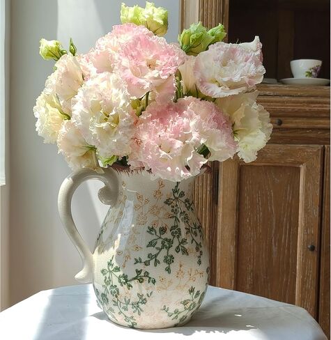 مزهرية من الخزف الريفي الرجعية الصقيل المزهريات الأزهار الزهرية عتيقة مزهرية مزهريات المزارع المزخرفة للديكور المنزلي غير مدرجة (N-20) in Kuwait