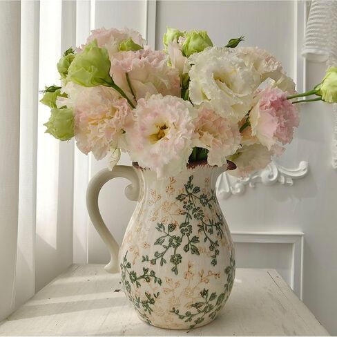 مزهرية من الخزف الريفي الرجعية الصقيل المزهريات الأزهار الزهرية عتيقة مزهرية مزهريات المزارع المزخرفة للديكور المنزلي غير مدرجة (N-20) in Kuwait