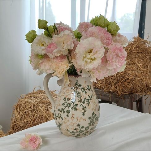 مزهرية من الخزف الريفي الرجعية الصقيل المزهريات الأزهار الزهرية عتيقة مزهرية مزهريات المزارع المزخرفة للديكور المنزلي غير مدرجة (N-20) in Kuwait