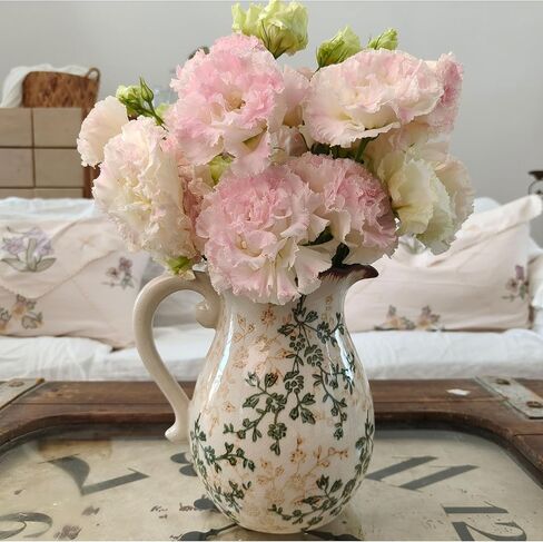 مزهرية من الخزف الريفي الرجعية الصقيل المزهريات الأزهار الزهرية عتيقة مزهرية مزهريات المزارع المزخرفة للديكور المنزلي غير مدرجة (N-20) in Kuwait