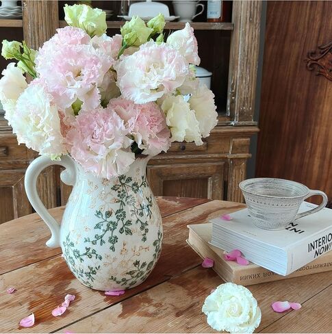 مزهرية من الخزف الريفي الرجعية الصقيل المزهريات الأزهار الزهرية عتيقة مزهرية مزهريات المزارع المزخرفة للديكور المنزلي غير مدرجة (N-20) in Kuwait