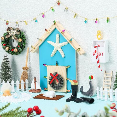 Gerrii 22 Pcs Christmas Fairy Doors Decorations Magical Door for Fairies Special Entry Tiny Xmas Miniature Outdoor Decor for Girl Kids Xmas Accessories Fairy Tale(Welcome) in Saudi Arabia