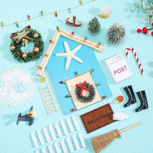 Gerrii 22 Pcs Christmas Fairy Doors Decorations Magical Door for Fairies Special Entry Tiny Xmas Miniature Outdoor Decor for Girl Kids Xmas Accessories Fairy Tale(Welcome) in Saudi Arabia
