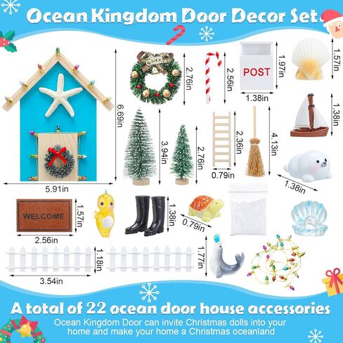 Gerrii 22 Pcs Christmas Fairy Doors Decorations Magical Door for Fairies Special Entry Tiny Xmas Miniature Outdoor Decor for Girl Kids Xmas Accessories Fairy Tale(Welcome) in Saudi Arabia