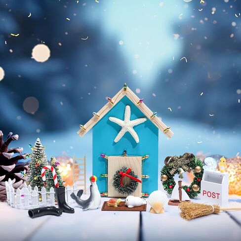Gerrii 22 Pcs Christmas Fairy Doors Decorations Magical Door for Fairies Special Entry Tiny Xmas Miniature Outdoor Decor for Girl Kids Xmas Accessories Fairy Tale(Welcome) in Saudi Arabia