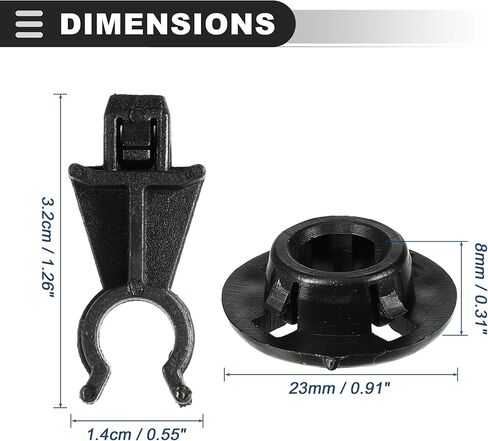 Motoforti Hood Prop Rod Clip Retainer,for Nissan Navara D40,Plastic,Black,2 pcs in Saudi Arabia