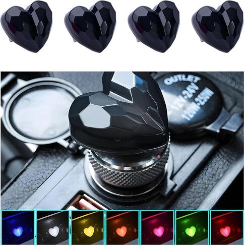 4PCS USB LED Car Interior Atmosphere Lamp, Portable Plug-in Heart Shaped Vehicle Ambient Lights, Automotive Night Lighting Decoration Accessories, Universal for SUV, Sedan, Truck (Pink) in Kuwait