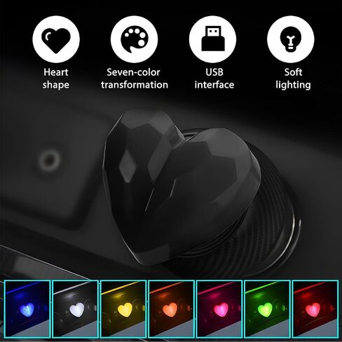 4PCS USB LED Car Interior Atmosphere Lamp, Portable Plug-in Heart Shaped Vehicle Ambient Lights, Automotive Night Lighting Decoration Accessories, Universal for SUV, Sedan, Truck (Pink) in Kuwait
